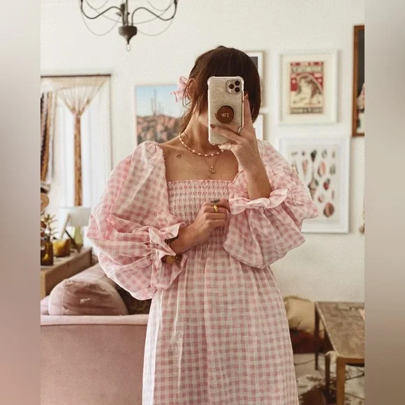 Sleeper | Dresses | Nwt Sleeper Atlanta Linen Dress In Pink Vichy | Poshmark